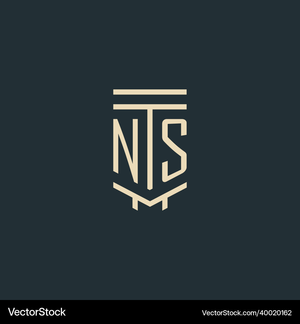 Ns initial monogram with simple line art pillar Ns initial monogram with simple line art pillar Vector Image