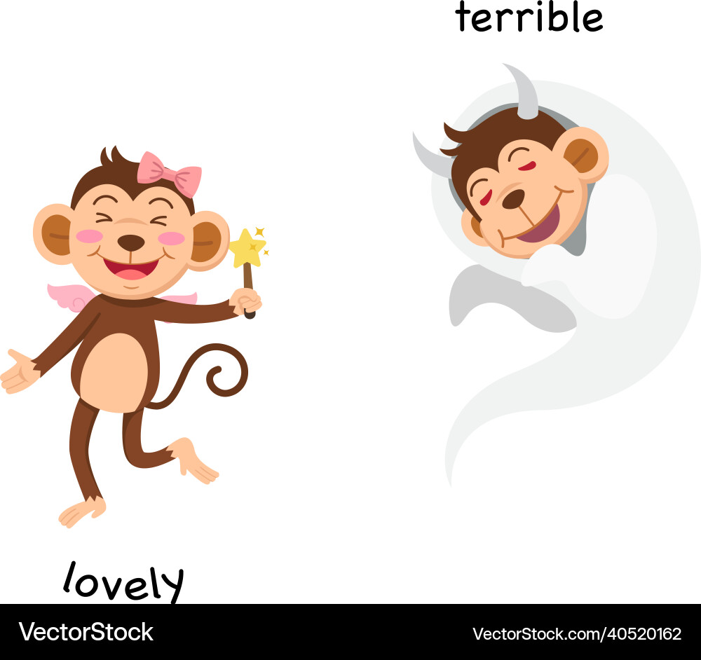 Opposite lovely and terrible Opposite lovely and terrible vector image