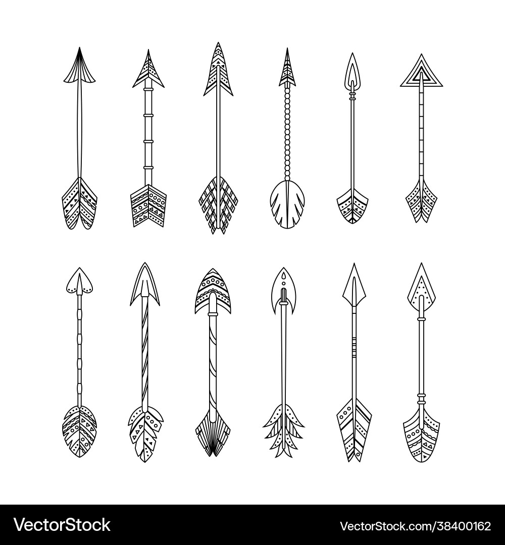 Set arrow in boho style with geometric Set arrow in boho style with geometric vector image
