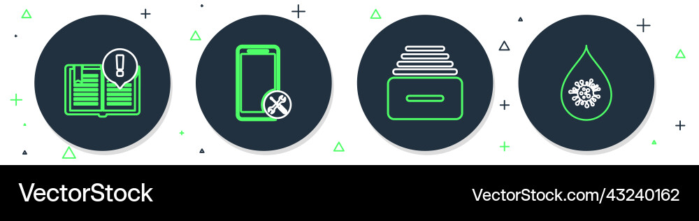 Set line mobile service drawer with documents Set line mobile service drawer with documents vector image