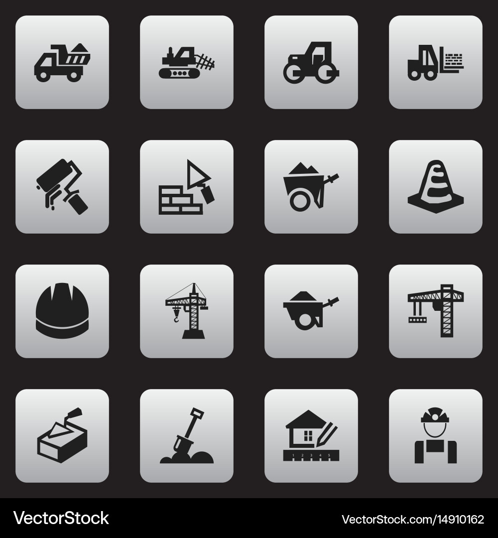 Set of 16 editable structure icons includes vector image