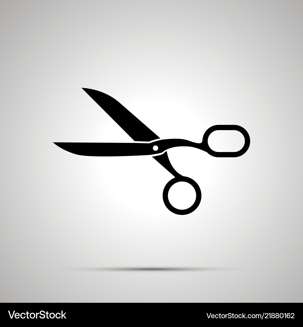 Simple Black Scissors Icon with Shadow vector image