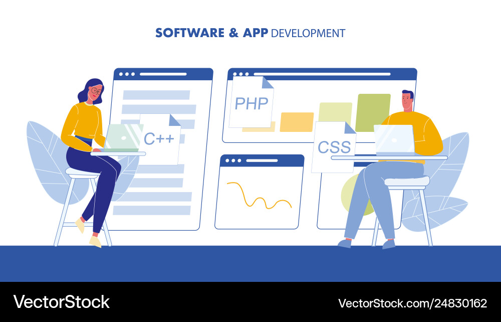 Software and app development web banner template Software and app development web banner template vector image