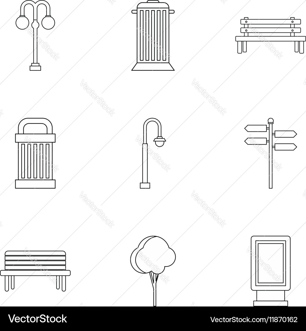 Square icons set outline style Vector Image