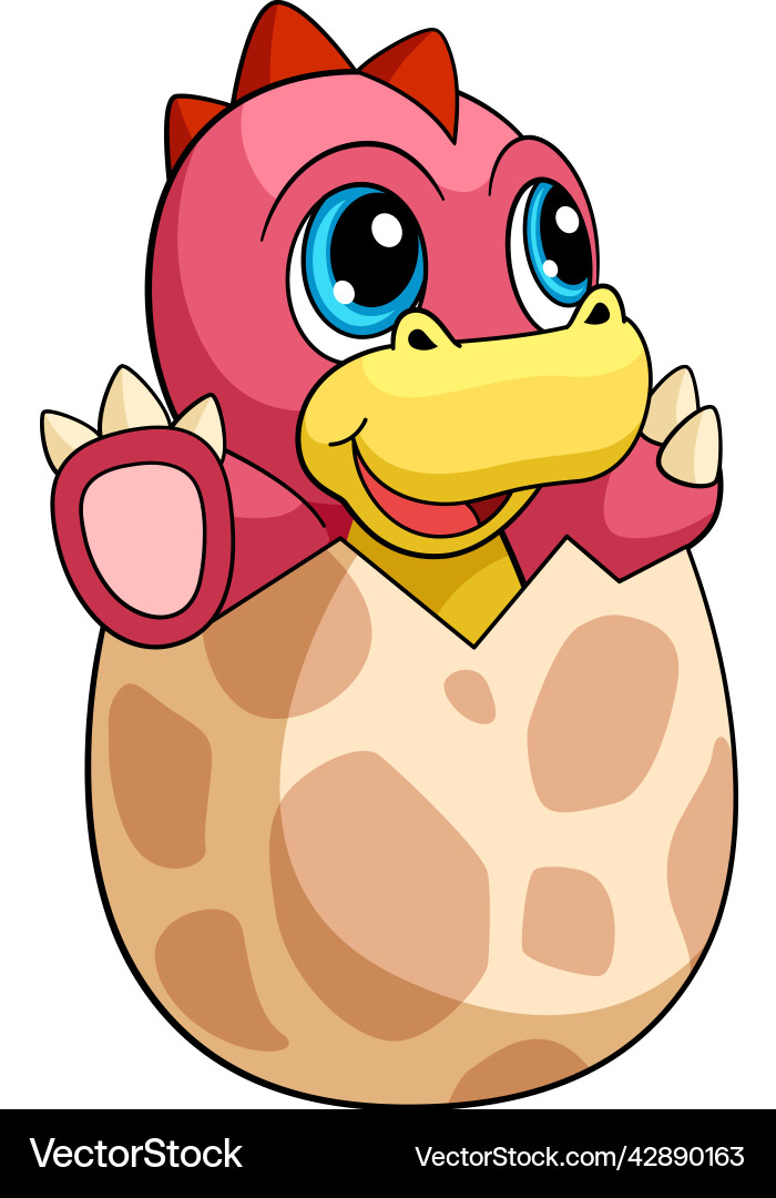 Baby dino in egg cartoon cute dinosaur mascot Baby dino in egg cartoon cute dinosaur mascot vector image
