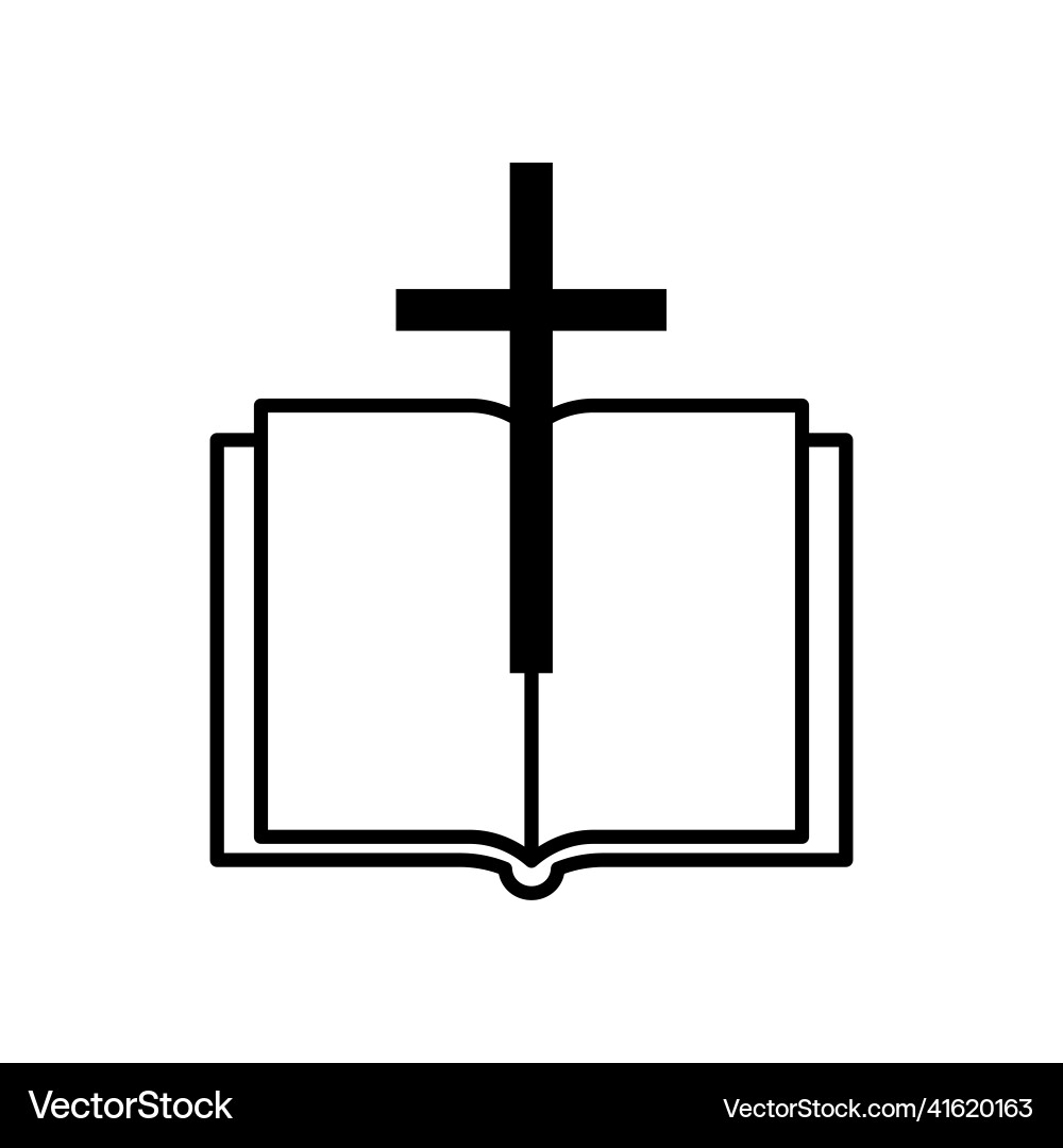 Black open book cross religious Black open book cross religious vector image
