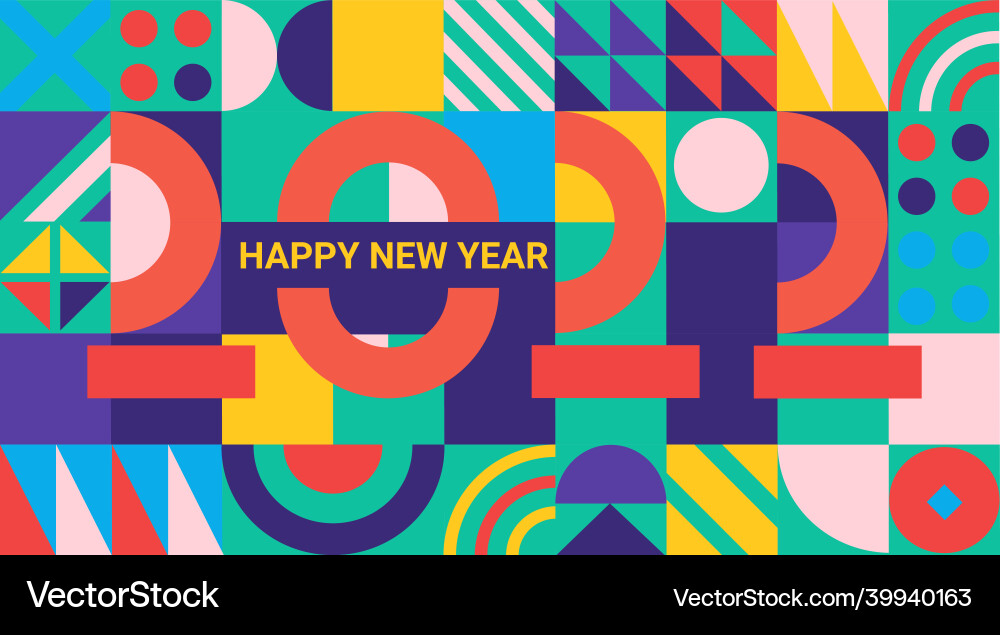 Bright geometric 2022 new year greeting banner vector image