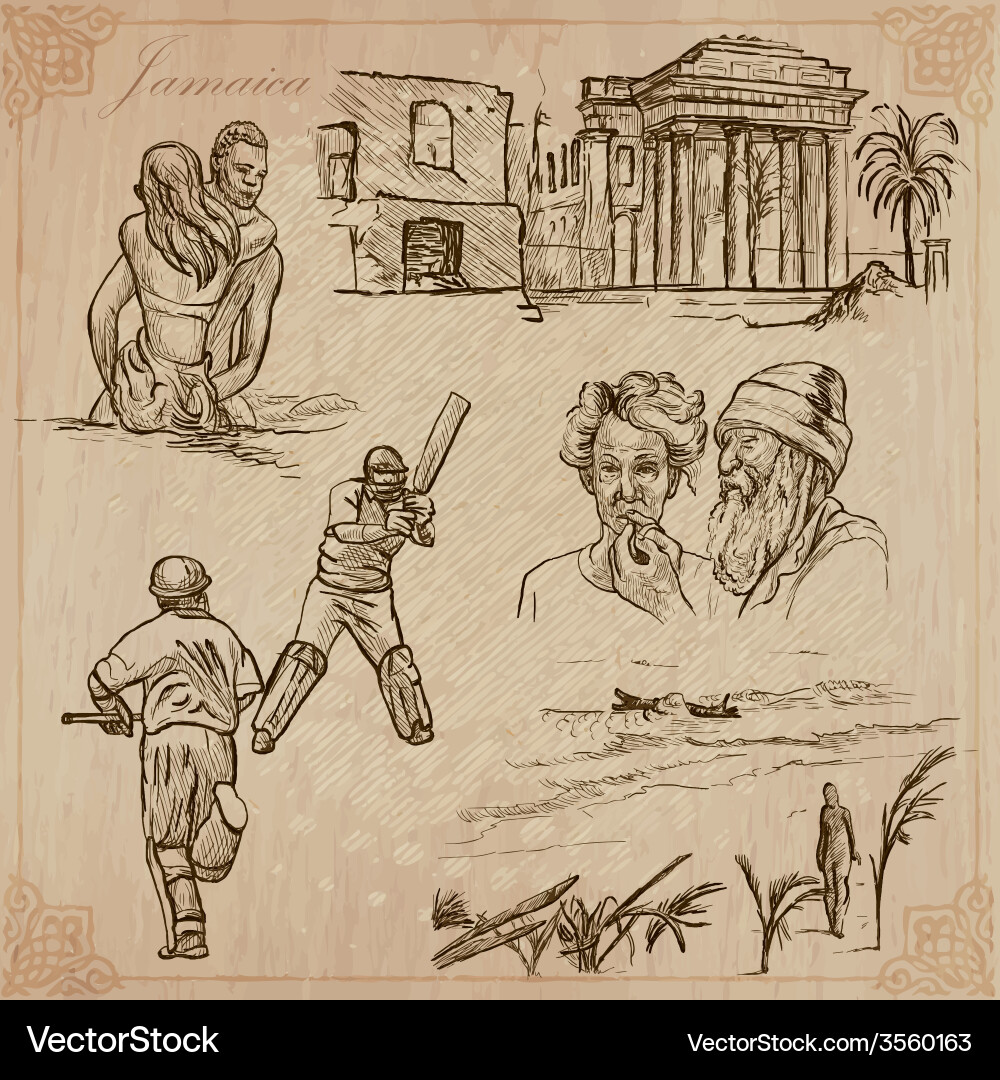 Caribbean Hand-Drawn Travel Set Vector Image