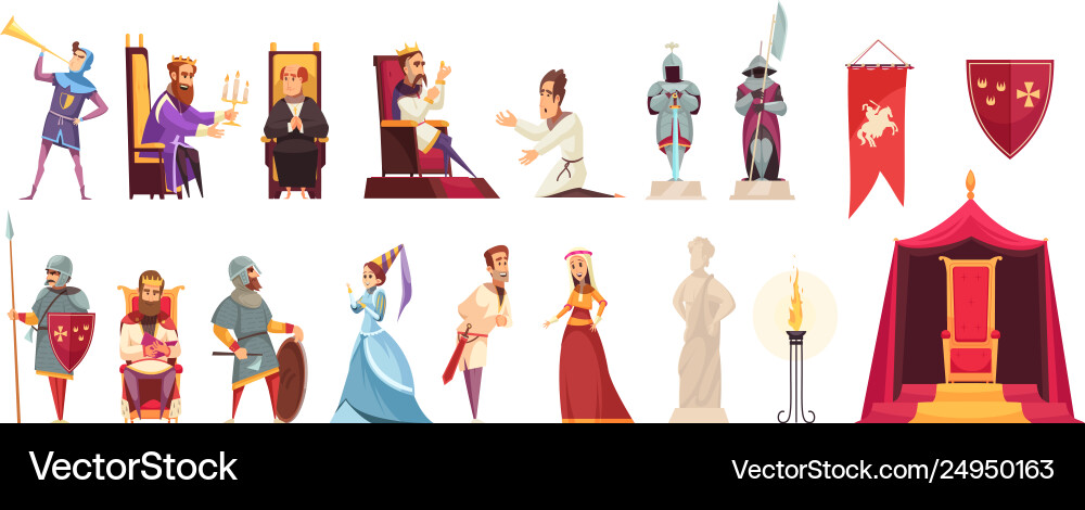 Castle flat set Royalty Free Vector Image - VectorStock