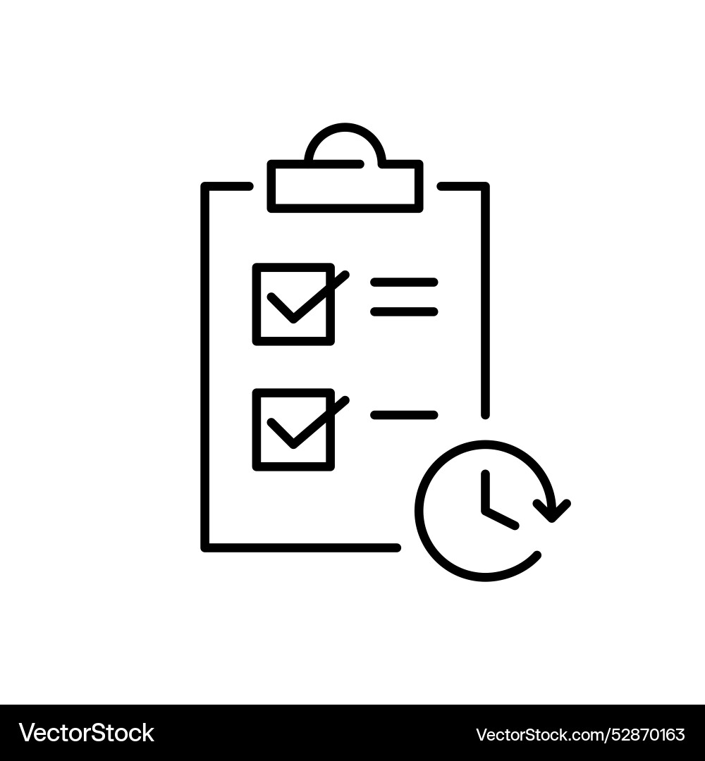 Clipboard with checkmarks and clock scheduled Vector Image