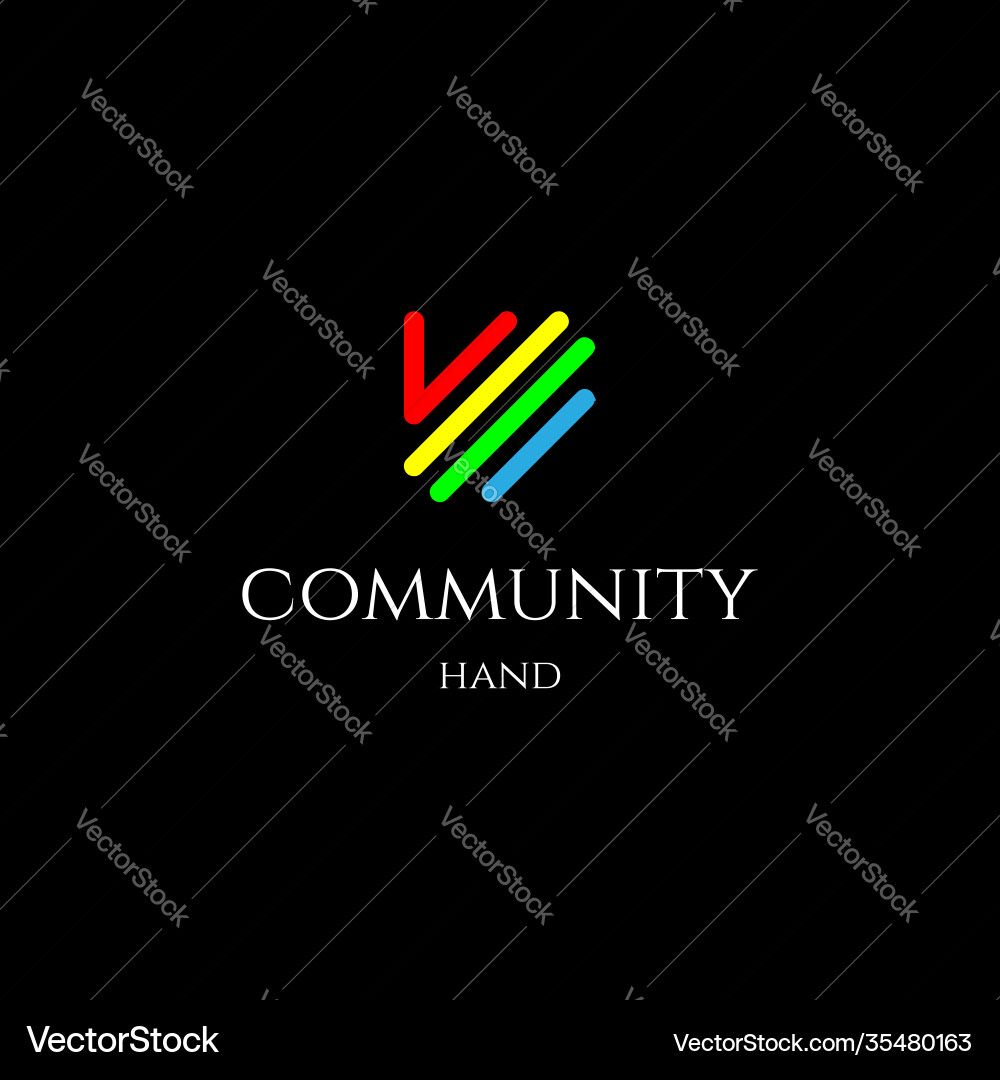Colorful hand line outline logo design Royalty Free Vector