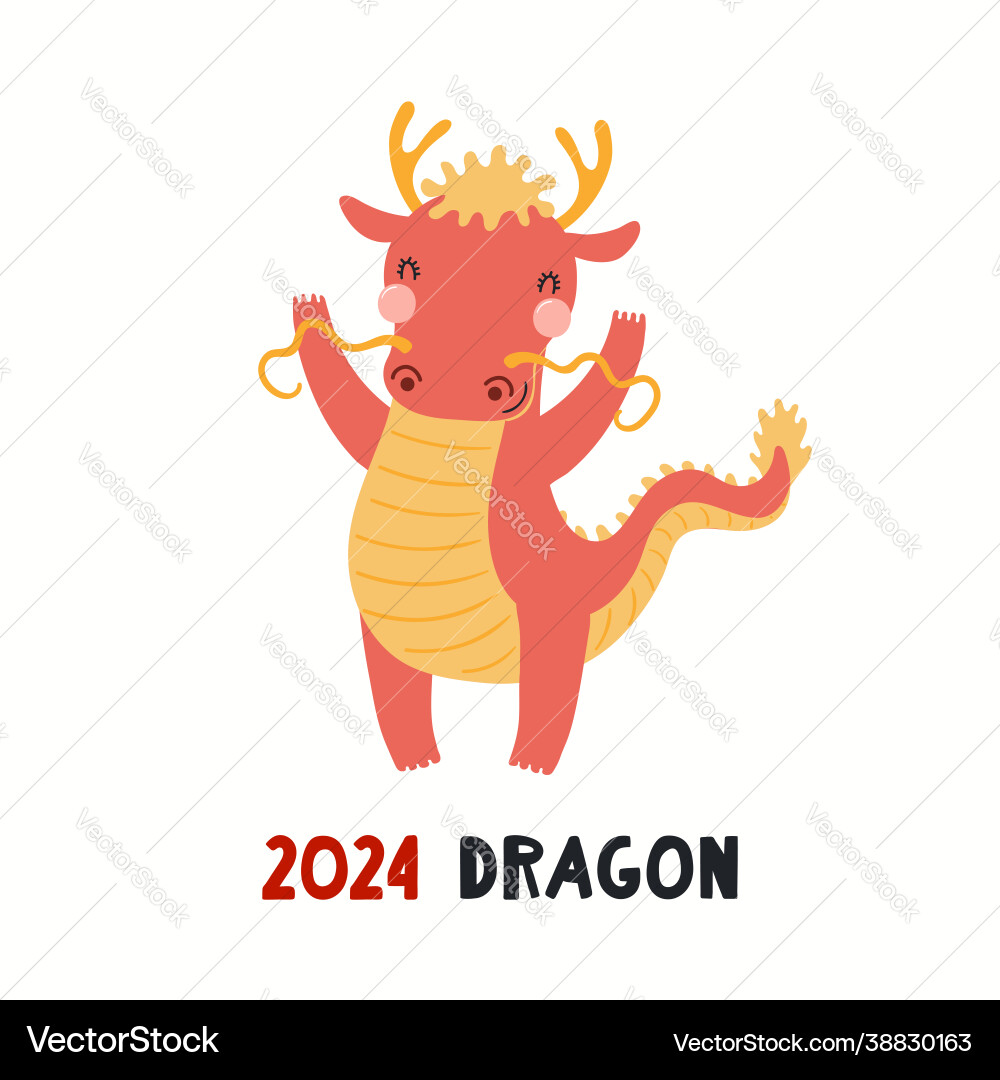 Cute cartoon dragon asian zodiac sign isolated Cute cartoon dragon asian zodiac sign isolated vector image