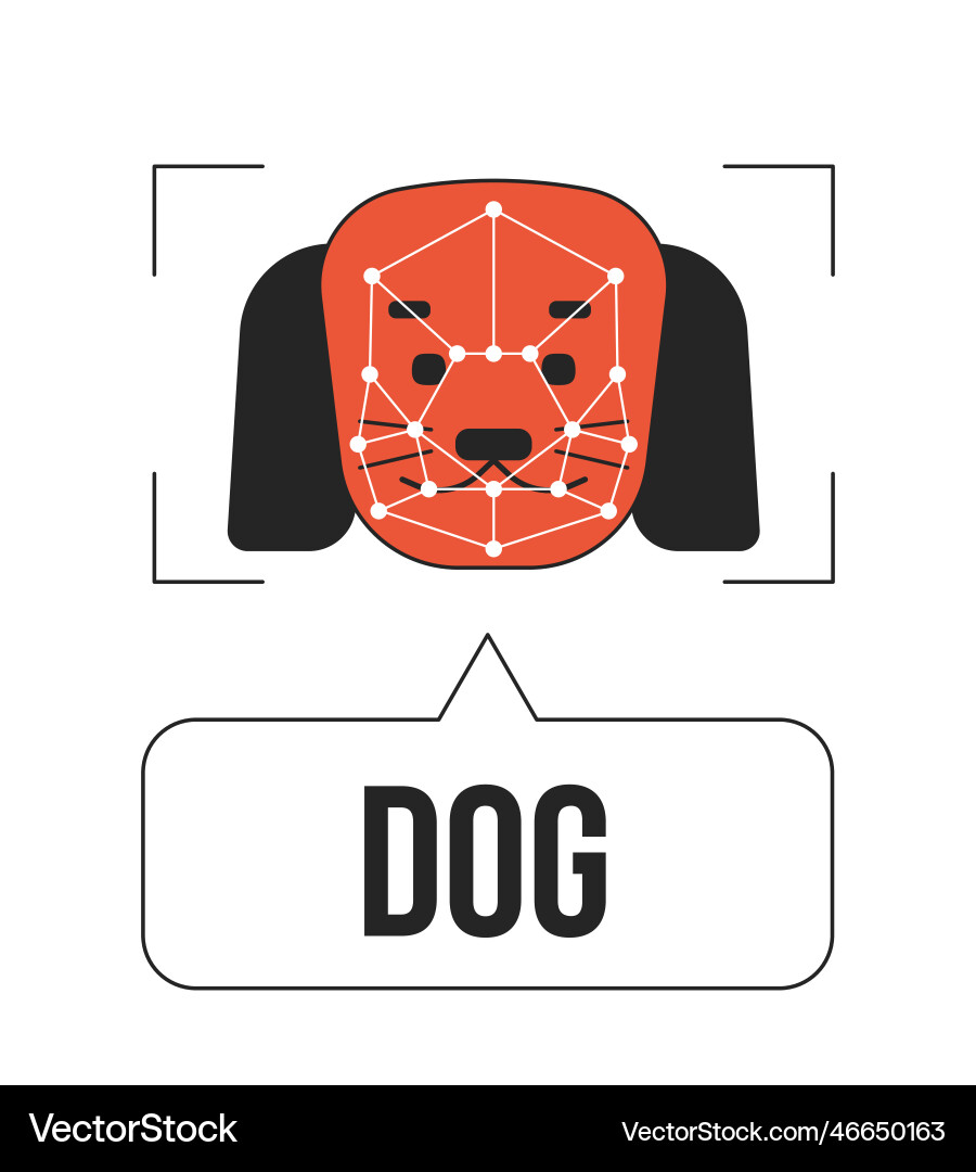 Dog image detection linear flat color icon Vector Image