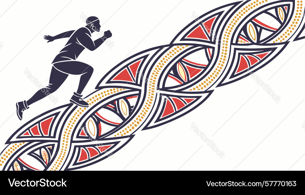 Dynamic runner on geometric abstract path design Vector Image