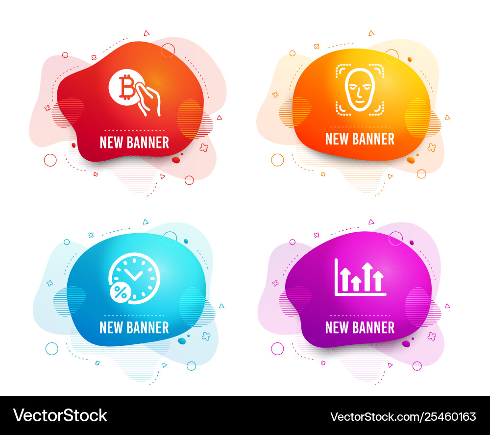 Face detection loan percent and bitcoin pay icons Face detection loan percent and bitcoin pay icons vector image