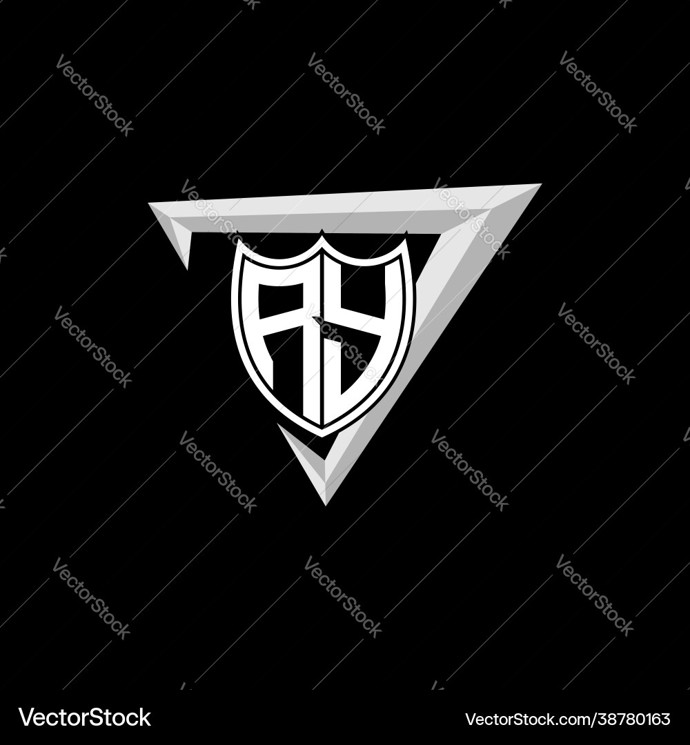 Initial letter r y shield shape with triangular Vector Image