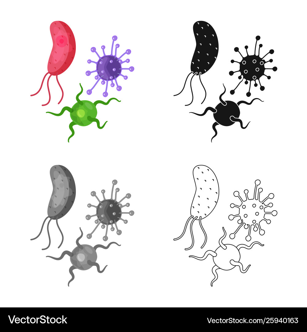 Isolated object bacteria and virus icon set Vector Image