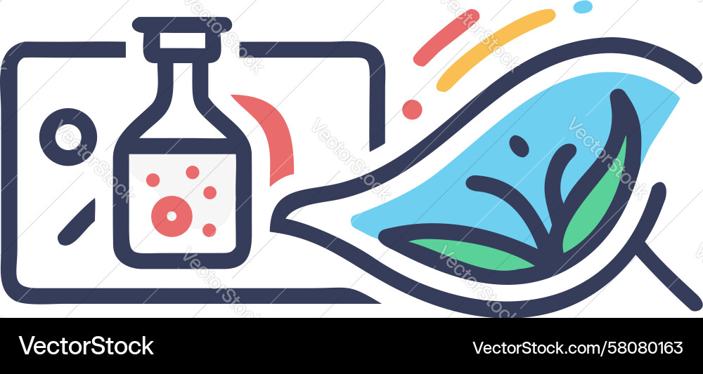 Laboratory Flask with Leaf Vector Image