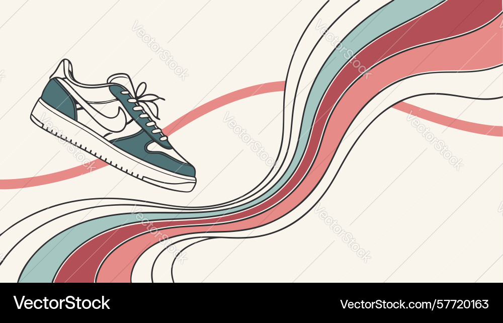 Running shoes on a dynamic winding path design Vector Image
