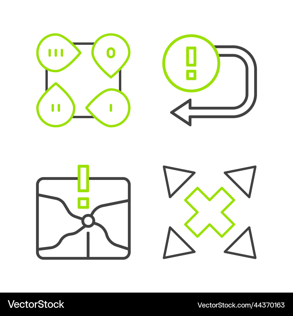 Set line many ways directional arrow intersection Set line many ways directional arrow intersection vector image