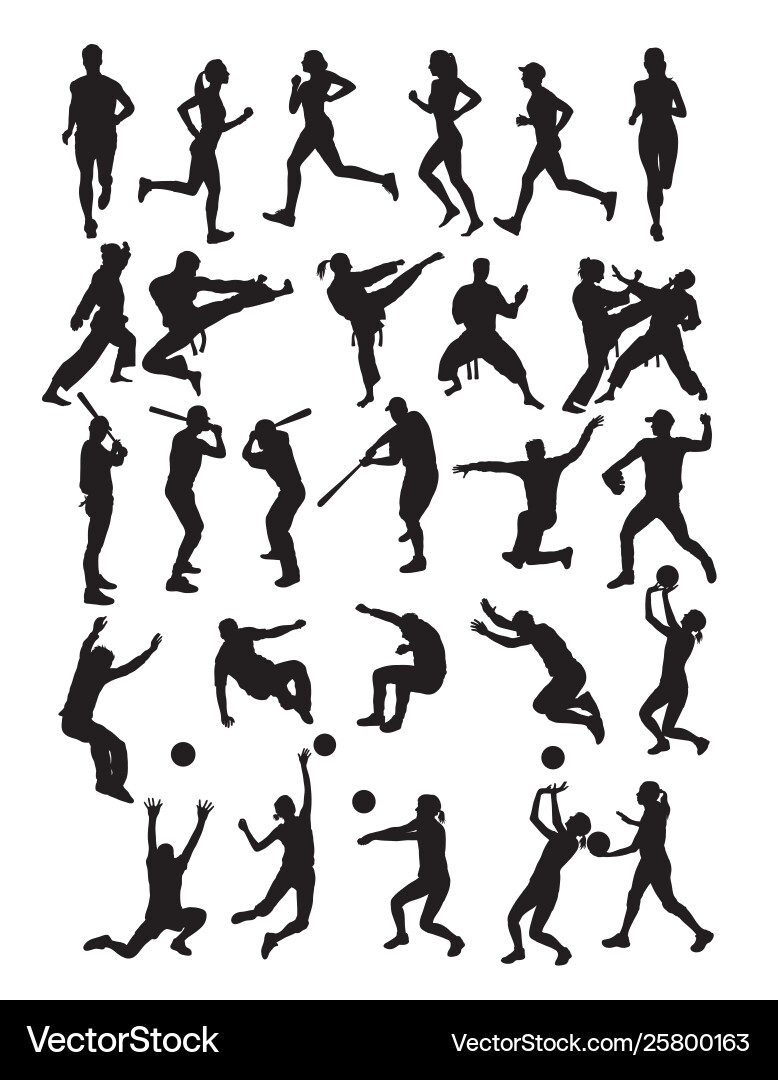 Sport Silhouettes - Active People Vector Image