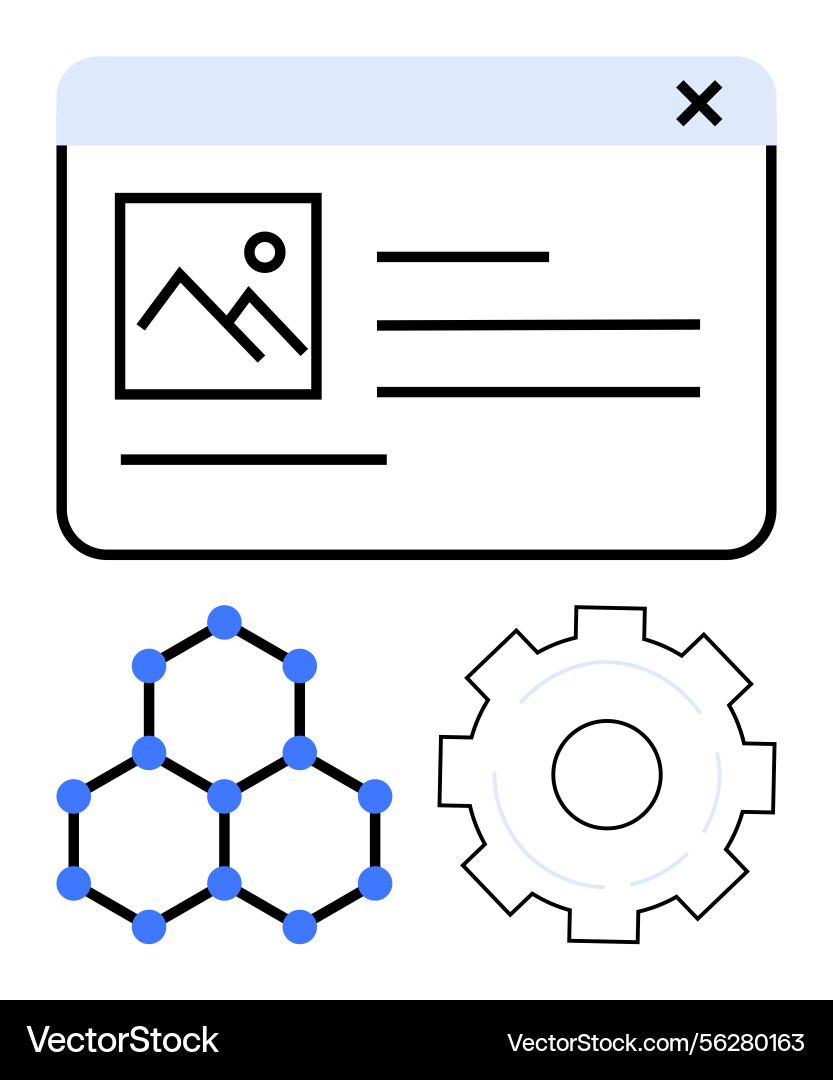 Structured interface concept with data connections Vector Image