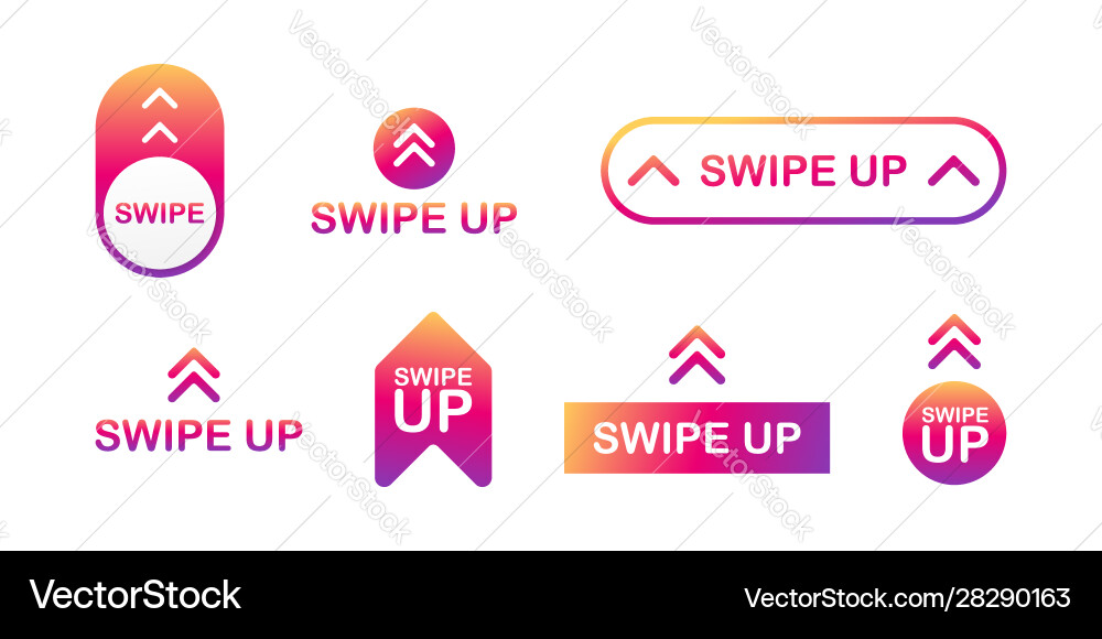 Swipe up icon set isolated on background vector image