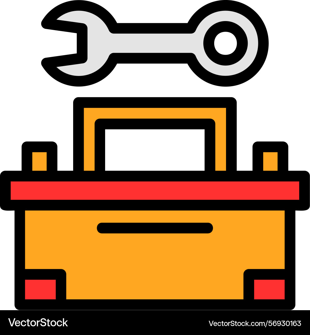 Toolbox and wrench line filled style icon design Vector Image