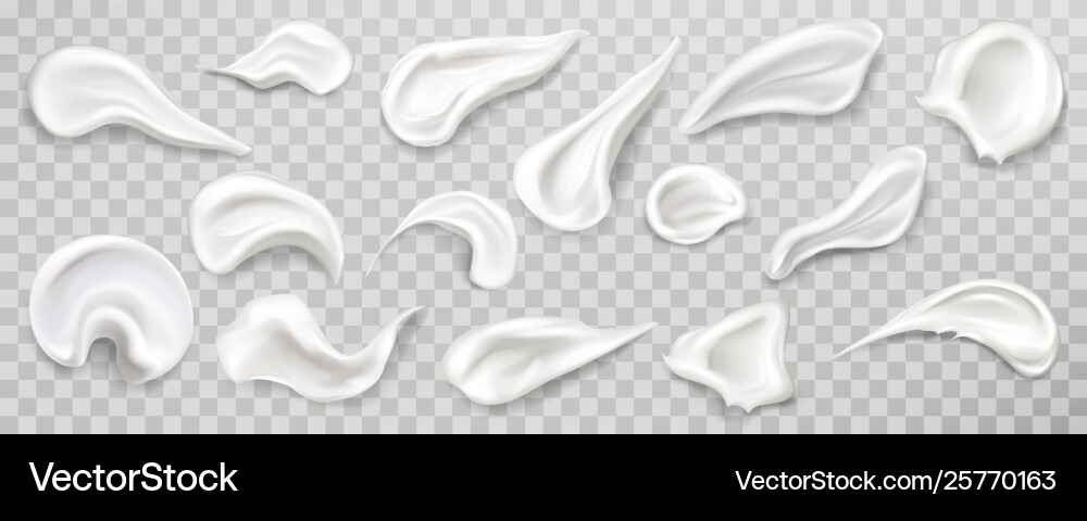 White cream smears swatch set cosmetics product White cream smears swatch set cosmetics product vector image