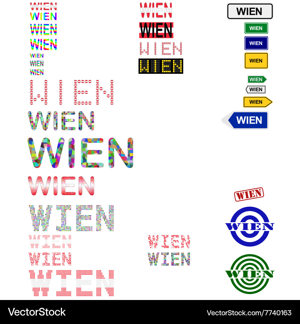 Wien text design set Vector Image