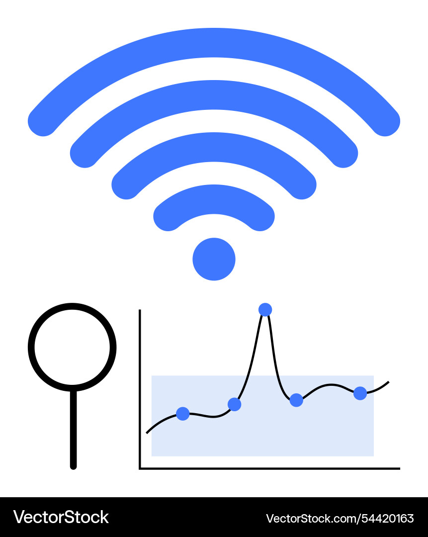 Wireless connectivity and data analysis exploring Vector Image