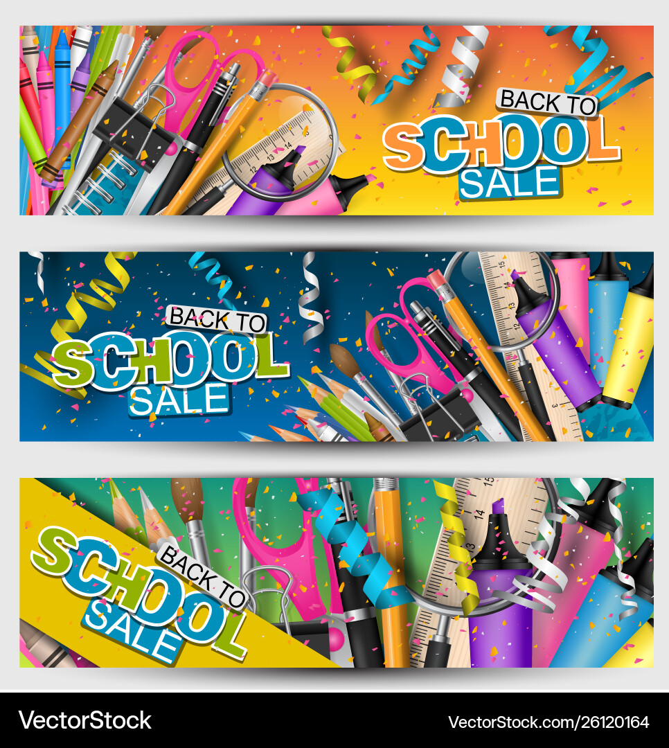 Back to school banner set design – Royalty-Free Vector | VectorStock