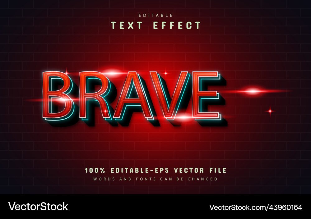 Brave text effect red gradient Brave text effect red gradient vector image