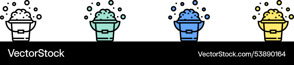 Bucket icon outline green blue and yellow style Bucket icon outline green blue and yellow style vector image