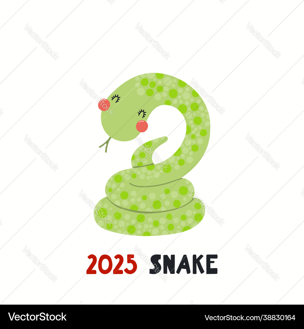 Cute cartoon snake asian zodiac sign isolated Cute cartoon snake asian zodiac sign isolated vector image