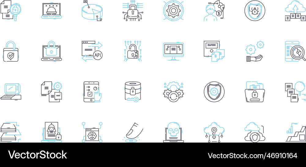 Data protection linear icons set encryption Data protection linear icons set encryption vector image