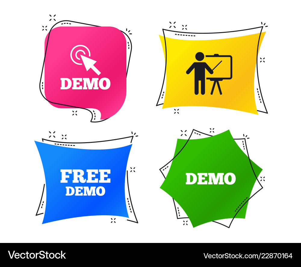 Demo with cursor icon presentation billboard Demo with cursor icon presentation billboard Vector Image