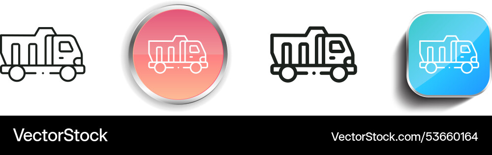 Dump truck icon thin linear regular and button Vector Image
