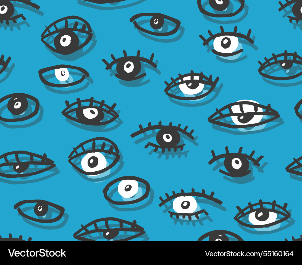 Eyes hand-drawn seamless pattern abstract doodle Vector Image