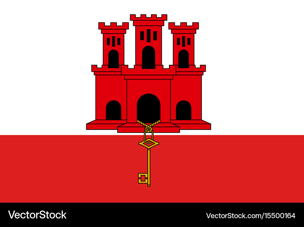 Gibraltar Flagge mit Schloss Emblem Vektorbild