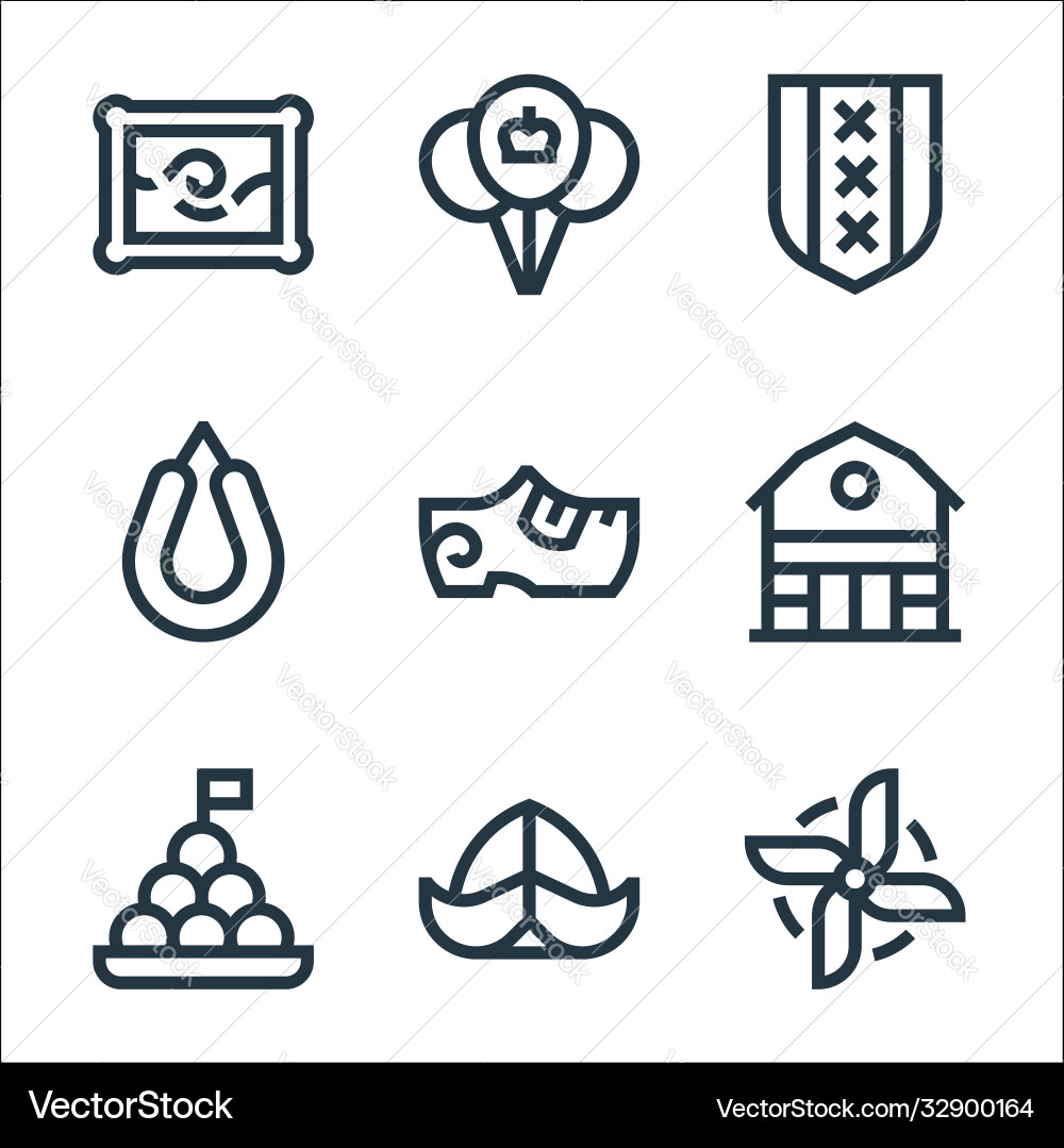 Holland line icons linear set quality Holland line icons linear set quality vector image