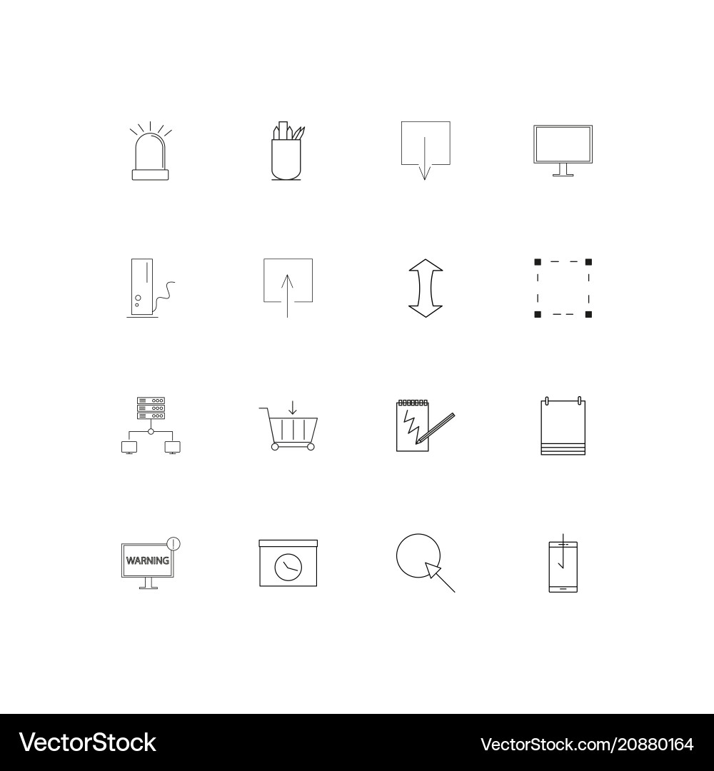 Internet technologies linear thin icons set Vector Image
