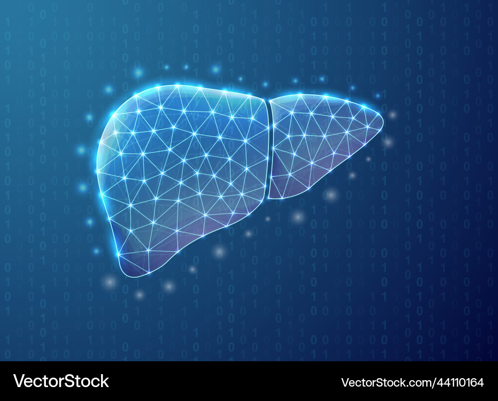 Liver polygonale Symbol mit binären Code Hintergrund Liver polygonale Symbol mit binären Code Hintergrund vektorbild