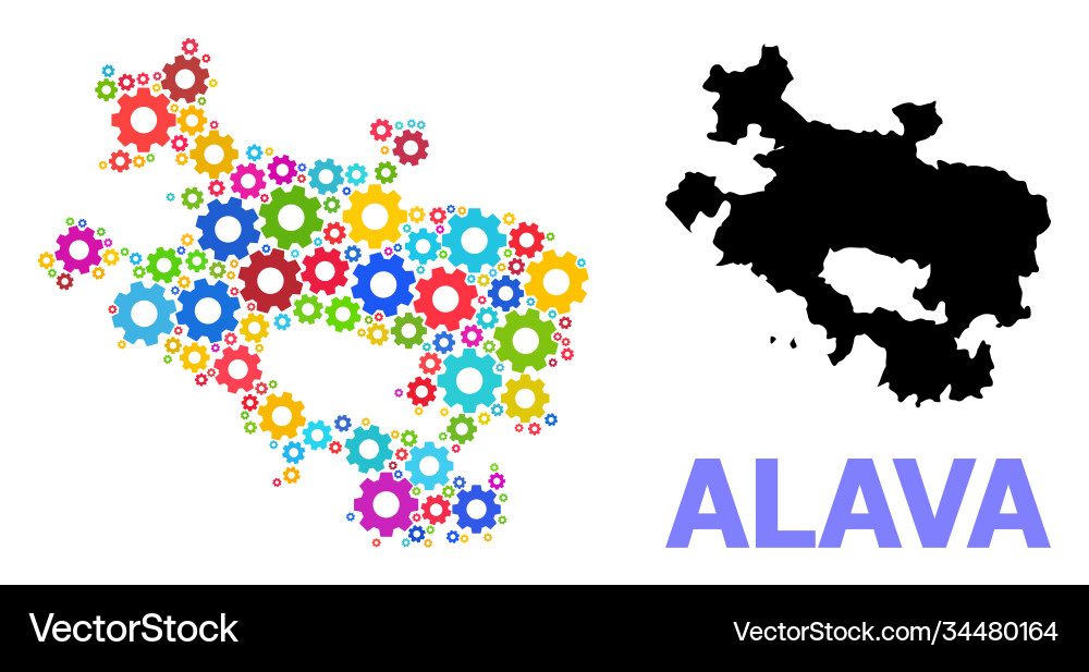 Mechanics mosaic map alava province bright Mechanics mosaic map alava province bright vector image