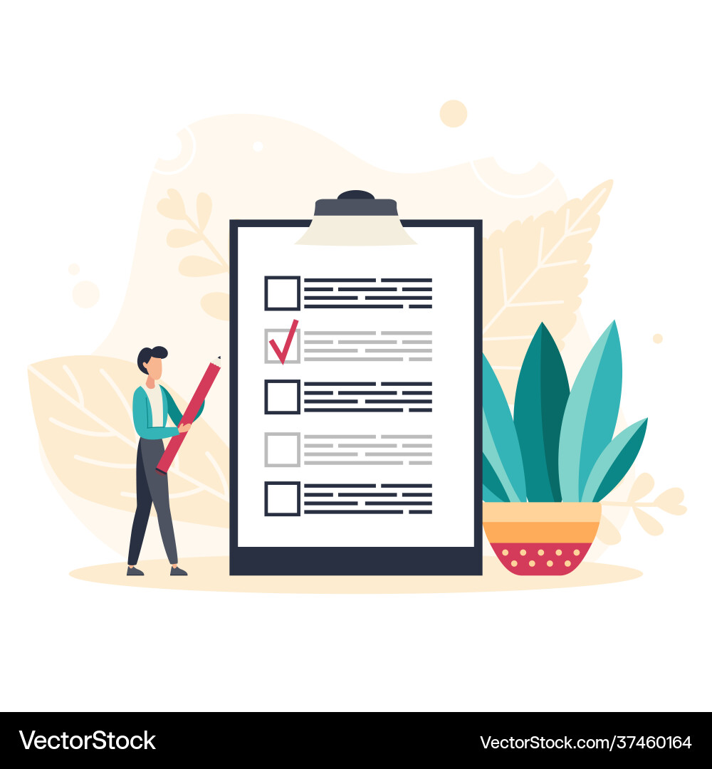 Online survey business concept with tiny people Online survey business concept with tiny people vector image