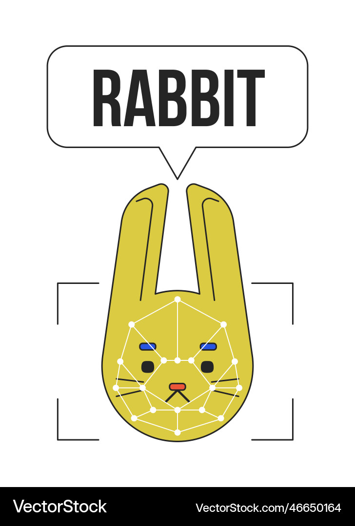Rabbit image recognition linear flat color icon Rabbit image recognition linear flat color icon vector image
