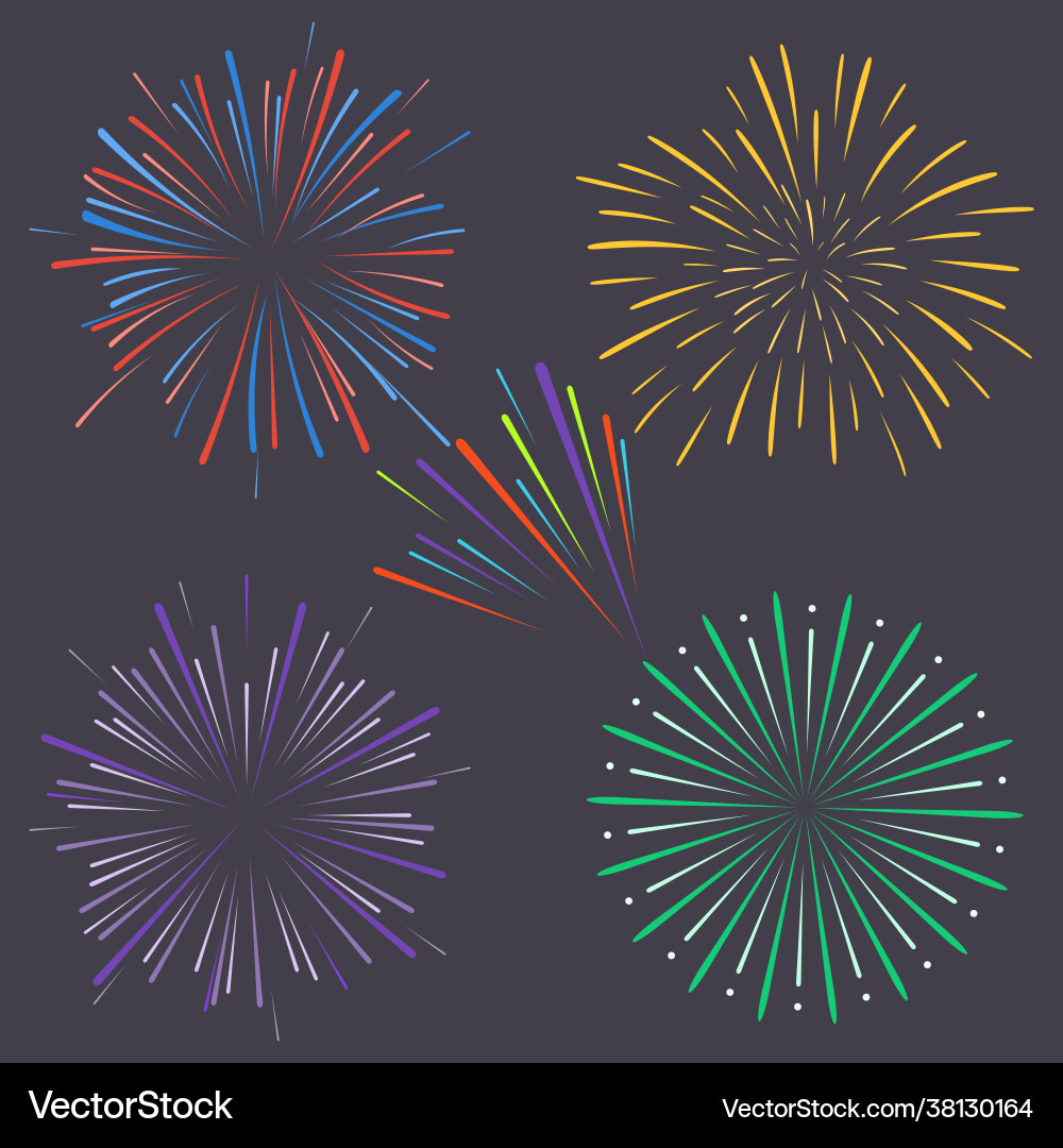 Set colorful exploding fireworks Set colorful exploding fireworks vector image