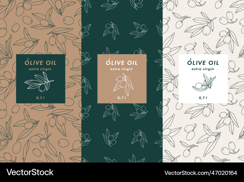 Set labels with olive branch - simple linear Set labels with olive branch - simple linear vector image