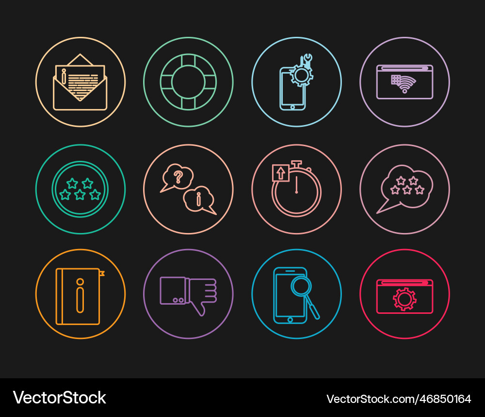 Set line setting five stars rating review mobile Set line setting five stars rating review mobile Vector Image