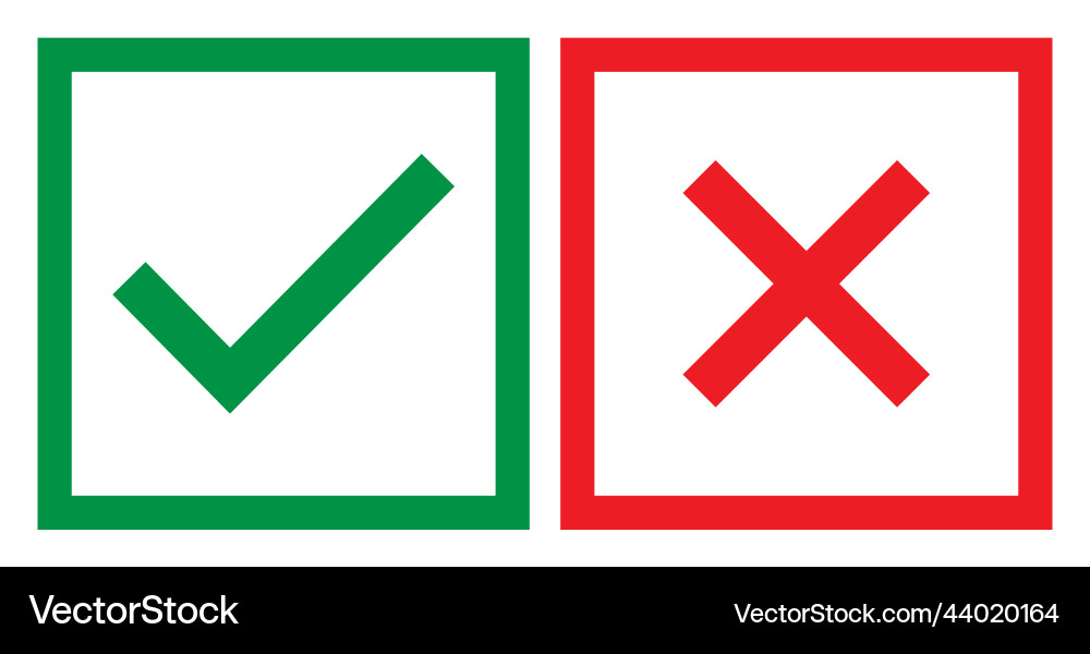 Set of check and cross mark yes no symbol Vector Image